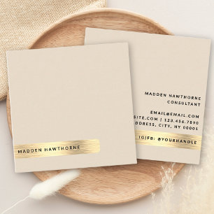 Modern Simple Minimal Faux Gold Brushed Metal Square Business Card