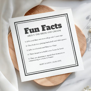 Modern Simple Minimal Grey Fun Facts Wedding Napkin