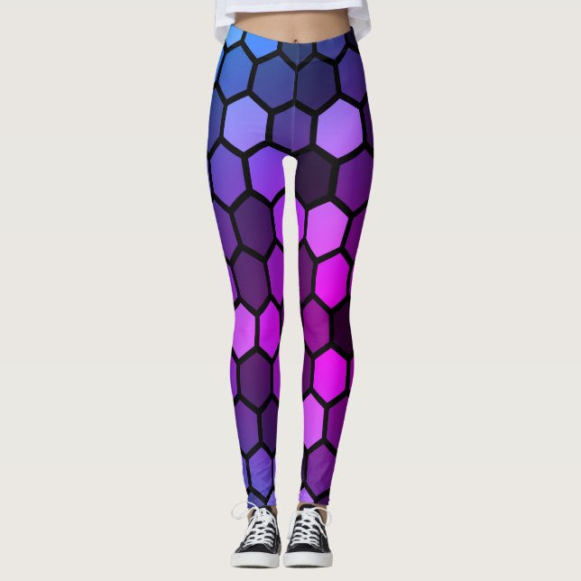 Modern simple minimal hexagonal geometric art leggings (Front)