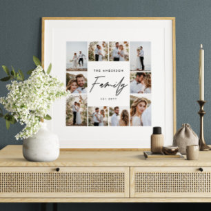 modern simple minimal multi photo family gift poster