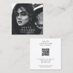 Modern Simple Minimal Photo QR Code Social Media Square Business Card