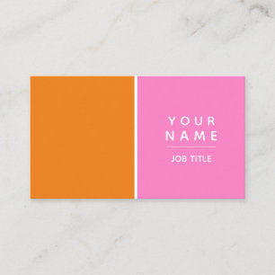 Modern Simple Minimal Pink and Orange Color Block Business Card
