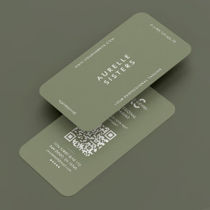 Modern Simple Minimal Professional Green Sage  Business Card