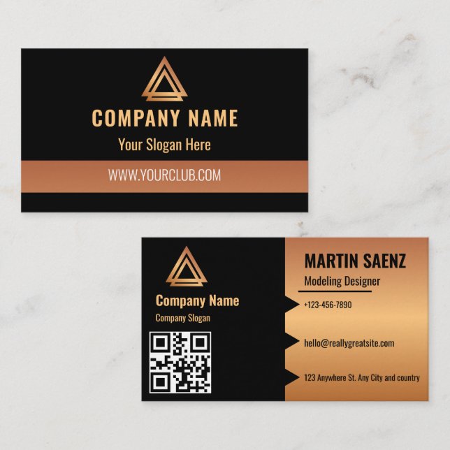 Modern Simple Minimal QR Code Social Media Black Business Card (Front/Back)