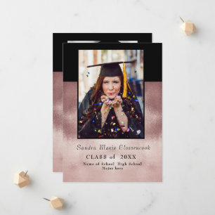 Modern Simple Minimal Rose Black graduation Announ Announcement