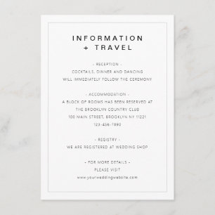 Modern Simple Minimal Typography Wedding Details Enclosure Card