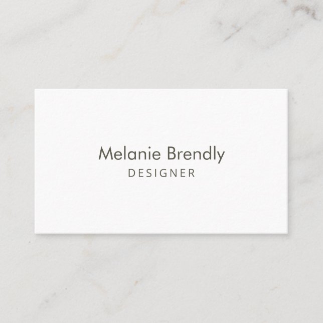 Modern Simple Minimal White Business Card (Front)