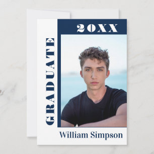 Modern Simple Minimalist 2 PHOTO Graduation Party Invitation