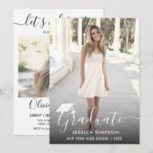 Modern Simple Minimalist 2 PHOTO Graduation Party Invitation