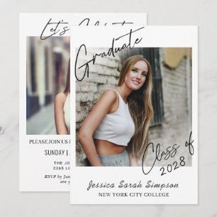 Modern Simple Minimalist 2 PHOTO Graduation Party Invitation