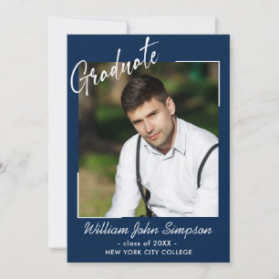 Modern Simple Minimalist 2 PHOTO Graduation Party Invitation