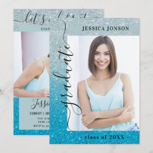 Modern Simple Minimalist 2 PHOTO Graduation Party Invitation