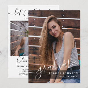 Modern Simple Minimalist 2 PHOTO Graduation Party Invitation