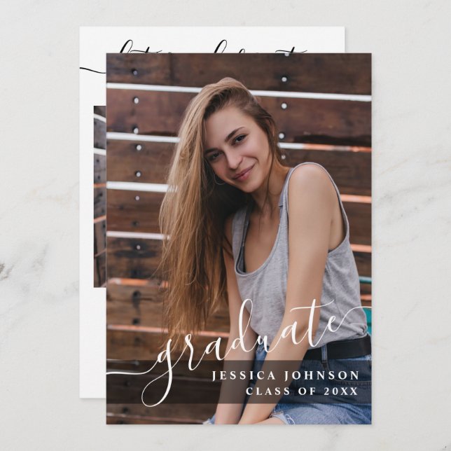 Modern Simple Minimalist 2 PHOTO Graduation Party  Invitation (Front/Back)