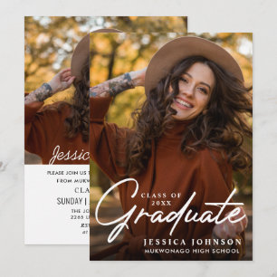 Modern Simple Minimalist 2 PHOTO Graduation Party Invitation