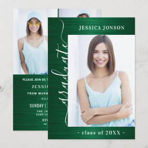Modern Simple Minimalist 4 PHOTO Graduation Party Invitation