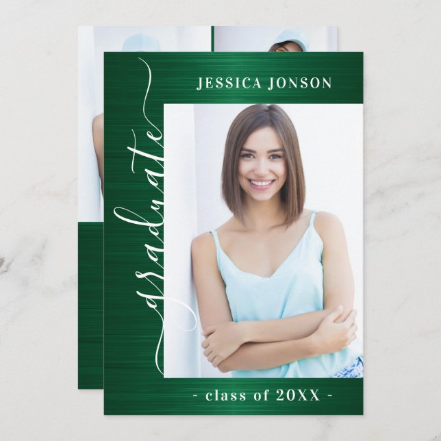 Modern Simple Minimalist 4 PHOTO Graduation Party Invitation (Front/Back)
