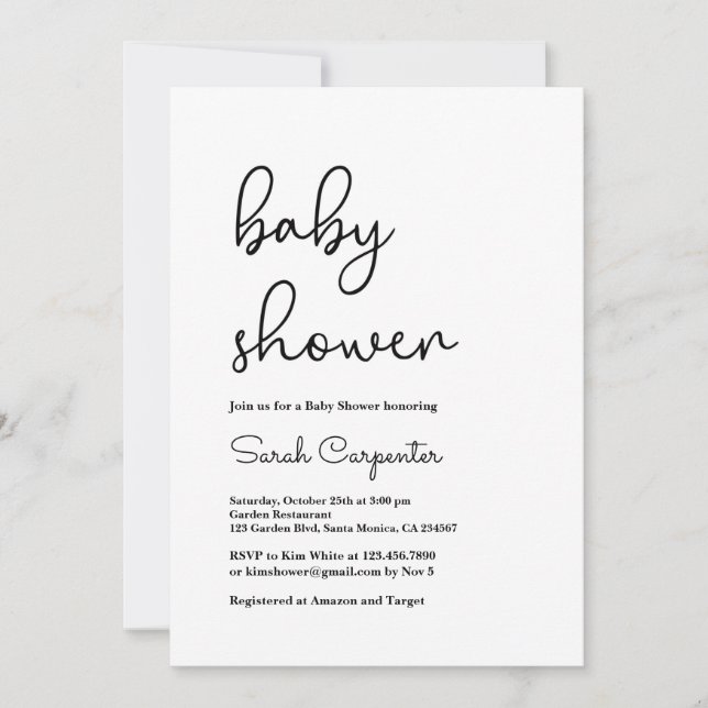 Modern Simple Minimalist Baby Shower Invitation (Front)