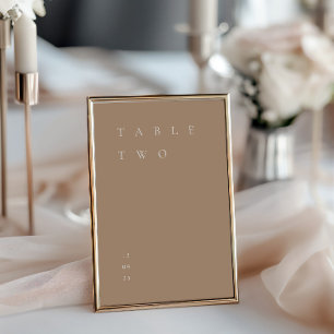 Modern Simple Minimalist Beige Tan Table Number