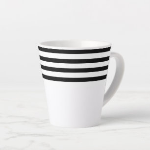 Modern simple minimalist black and white stripes latte mug