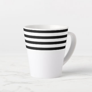Modern simple minimalist black and white stripes latte mug