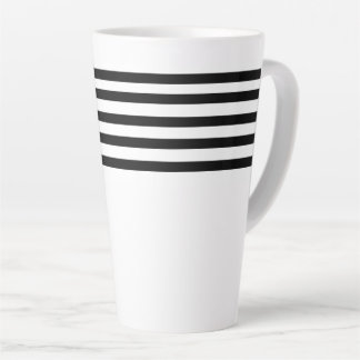 Modern simple minimalist black and white stripes latte mug