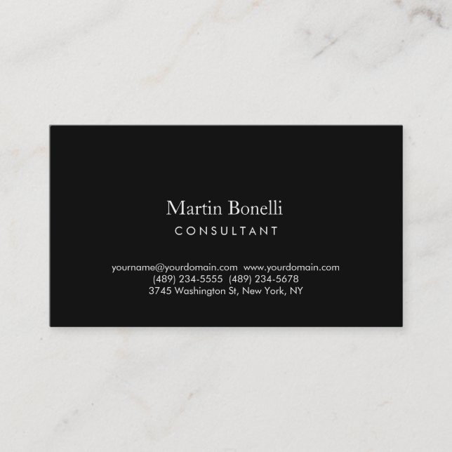 Modern Simple Minimalist Black Colour Business Car Business Card (Front)