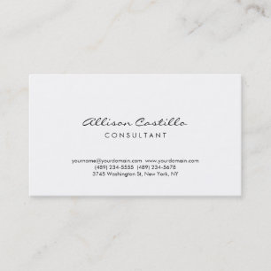 Modern Simple Minimalist Black White Consultant Business Card