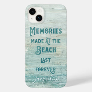 Modern Simple Minimalist Blue Beach Memories Name Case-Mate iPhone 14 Plus Case