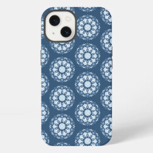Modern Simple Minimalist Blue Mandala Pattern iPhone 13 Case