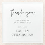 Modern Simple Minimalist Chic Thank You Glass Coaster<br><div class="desc">Design is composed of modern chic typography with sans serif and serif font.</div>