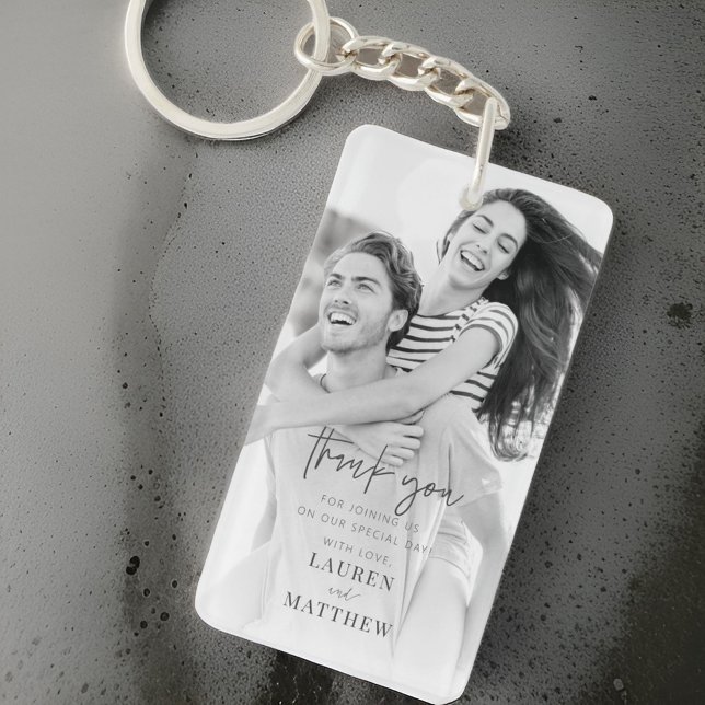 Modern Simple Minimalist Chic Wedding Thank You Keychain (Creator Uploaded)