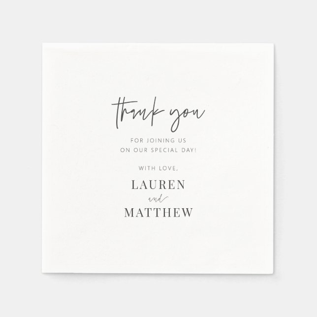 Modern Simple Minimalist Chic Wedding Thank You Napkin (Front)
