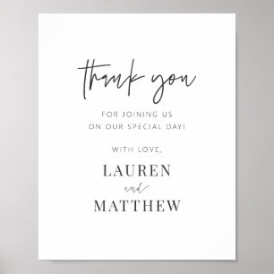 Modern Simple Minimalist Chic Wedding Thank You Poster