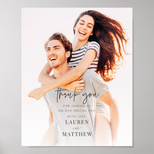 Modern Simple Minimalist Chic Wedding Thank You Poster (Front)