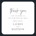 Modern Simple Minimalist Chic Wedding Thank You Square Sticker<br><div class="desc">Design is composed of modern chic typography with sans serif and serif font.</div>