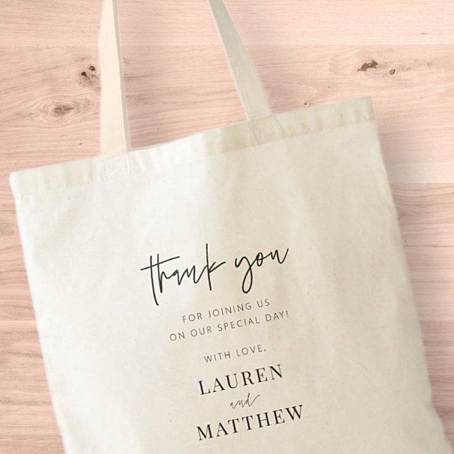 Modern Simple Minimalist Chic Wedding Thank You Tote Bag (Creator Uploaded)