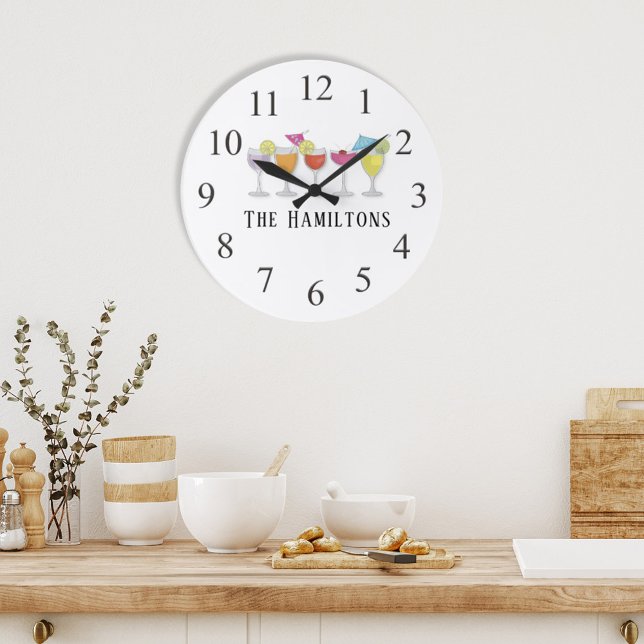 Modern Simple Minimalist Colourful Cocktail Drinks Large Clock (Creator Uploaded)