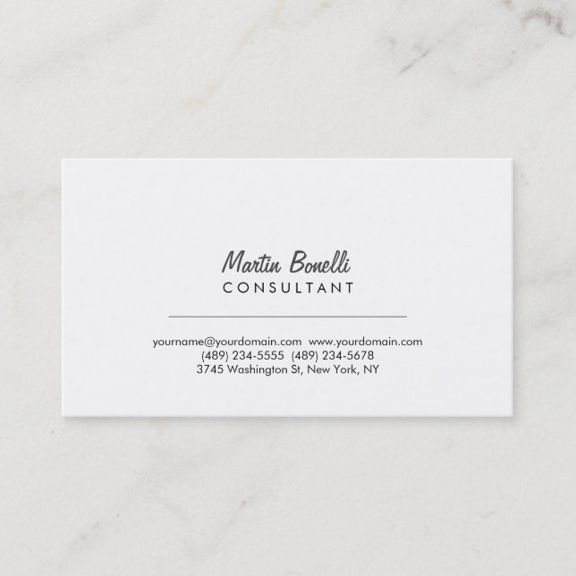 Modern Simple Minimalist Consultant Business Card (Front)