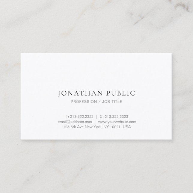Modern Simple Minimalist Design Elegant Template Business Card (Front)