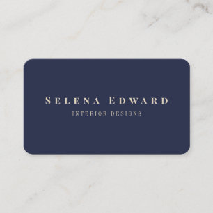 Modern Simple Minimalist Gold and Navy Blue Business Card
