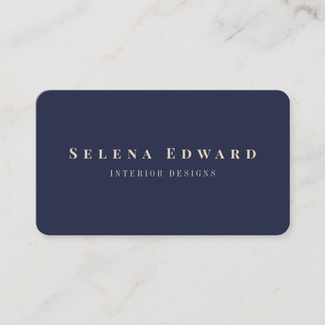 Modern Simple Minimalist Gold and Navy Blue Business Card (Front)