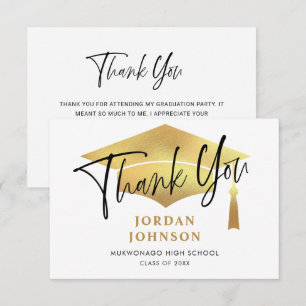 Modern Simple Minimalist Golden Graduation  Thank You Card