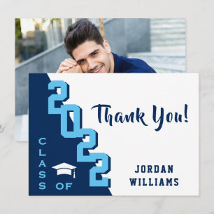 Modern Simple Minimalist Golden Graduation Thank You Card
