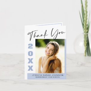 Modern Simple Minimalist Graduation 2 PHOTO  Thank You Card