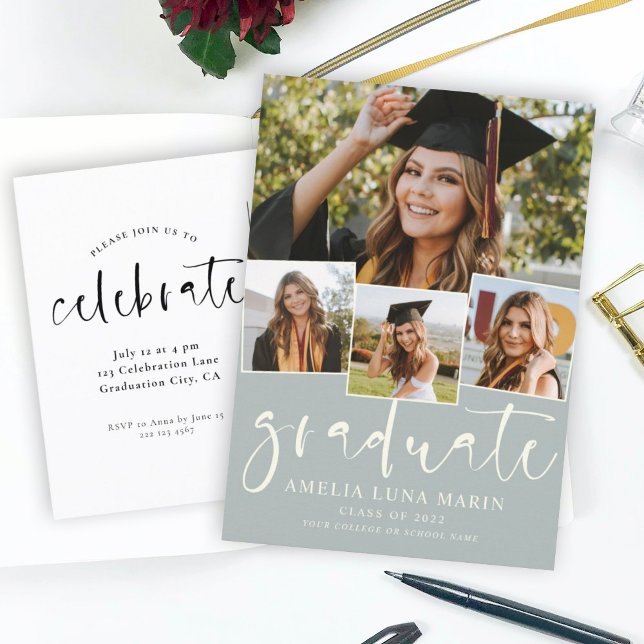 Modern Simple Minimalist Graduation Invitation Postcard (Creator Uploaded)