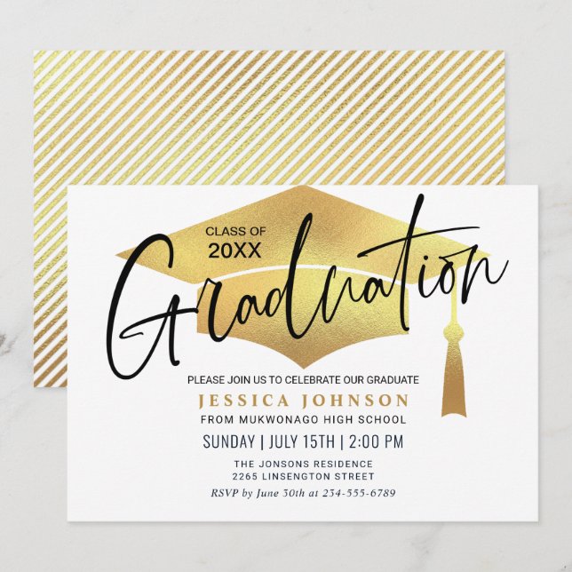 Modern Simple Minimalist Graduation Party Invitation (Front/Back)