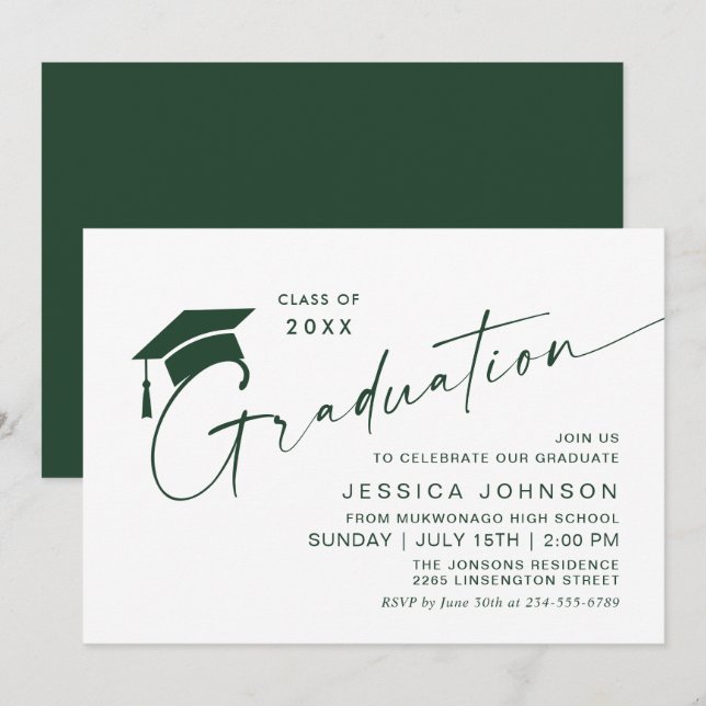 Modern Simple Minimalist Graduation Party Invitation (Front/Back)