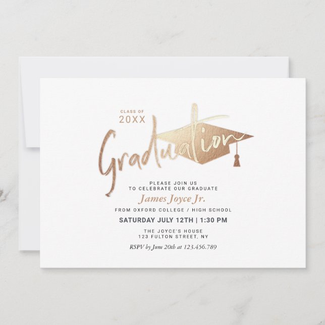 Modern Simple Minimalist Graduation Party Invitation (Front)