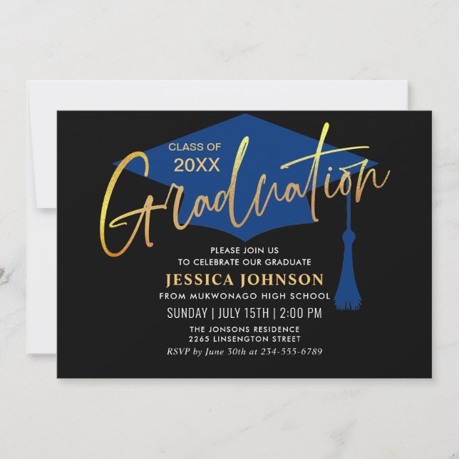 Modern Simple Minimalist Graduation Party QR code Invitation (Front)